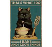 Plaque Métal Cat Bake C'est Moi Qui Fais des Gâteaux Et Je Sais des Choses Plaques Métalliques Murale Panneaux pour Décoratives Salle De Bain Pub Cuisine S