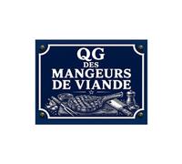 Plaque Métal Cbkréation QG des Mangeurs de Viande 20 x 15 cm