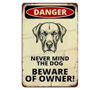 Plaque Métal Danger ! Ne Vous Fiez Pas Au Chien, Méfiez-Vous Du Propriétaire ! Labrador Vintage Panneau En Étain Fantaisiste Signe En Étain Pour Chambre Café Clôture 30X20Cm