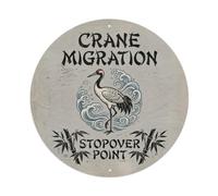 Plaque Métal Déco Grue Migration Point de Halte