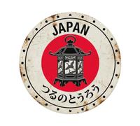 Plaque Métal Déco Lanterne Grue Japon Lumière Oiseau Rustique