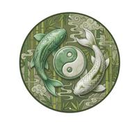Plaque Métal Déco Tai Chi Koi Fish Bamboo Grove Tranquil Zen Forest