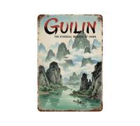 Plaque Métal Déco Travel China Guilin Vintage