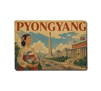 Plaque Métal Déco Travel Retro North Korea Pyongyang