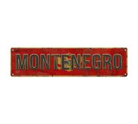 Plaque Métal Déco Vintage Motif Drapeau Monténégro
