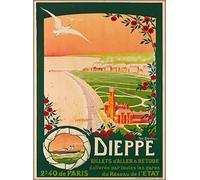 Plaque Metal Dieppe France Voyage Vintage Européen Français Plaque Étain Signe Rétro Poster Aluminium Décorative Rétro Métal Mur Affiche Pour Chambre Restaurant Garage 20x30 cm
