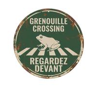 Plaque métal Grenouille traversée Regardez Devant