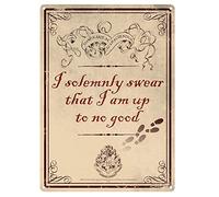 Plaque métal Harry Potter Carte du maraudeur - Je Jure solennellement de ne Pas Avoir de Bonnes Intentions