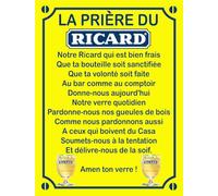 Plaque Métal Humoristique “La Prière du Ricard” - Déco Murale Aluminium - Plaque Vintage Bar, Cave, Cuisine - Idée Cadeau Originale pour Amateur d’Apéro