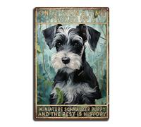 Plaque Métal Il Était Une Fois Où J'Ai Ramassé Un Chiot Schnauzer Nain Et Me Reste Appartient À M'Histoire Plaque En Tôle Vintage Panneaux Pour Bureau Garage Décoratives Exterieur M