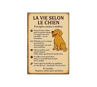 Plaque métal la Vie selon le chien 30,5 x 20 cm