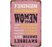 Plaque Metal Le Féminisme Féministe Encourage Les Femmes À Quitter Leur Mari Affiche En Métal Décorative Rétro Wall Sticker Vintage Art Décoration Pour Café Bar Salon S