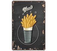 Plaque Metal Métal Mur Affiche Rétro Métallique Panneau Vintage Décoration Artisanat Pour Salon Bar Pub Clubs Salle De Bain Frites Fraîches - Cuisine S