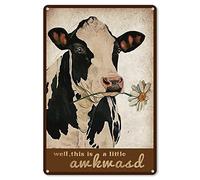 Plaque Metal Métal Mur Signe Rétro Plaque Deco Metal Drôle Décoration Artisanat Pour Salon Cuisine Garage Parc Eh Bien, C'Est Une Petite Vache Maladroite S