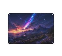 Plaque Métal Murale Night Sky with Shooting Stars 20x30cm | Dans le coin lecture, les plaques déco métal créent un accent mural pour donner un nouvel élan.