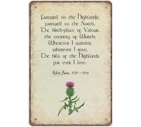 Plaque Metal Paroles De Burn Tirées du Poème Et De La Chanson My Heart's in The Highlands, Écosse Decoratif Decor Plaque Ancien Décoration Poster Peinture pour Maison Cave Café S