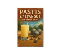 Plaque métal pastis et pétanque 30,5 x 20 cm