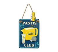 Plaque métal Pastis Pétanque Club - Déco Vintage 20 x 14 cm