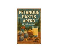 Plaque métal pétanque pastis apéro le trio gagnant 30,5 x 20 cm