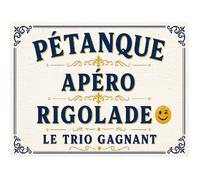 Plaque métal pétanque « Pétanque Apéro Rigolade » 20x30 cm