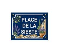 Plaque métal place de la sieste provence 20 × 15 cm
