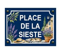 Plaque métal place de la sieste provence 20 × 15 cm