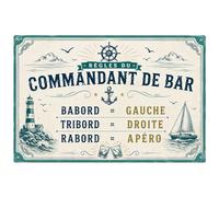 Plaque métal rétro commandant de bar 30,5 x 20 cm