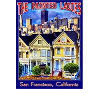 Plaque Metal San Francisco Painted Ladies Californie États-Unis Voyage Métal Mur Affiche Vintage Wall Sticker Drôle Affiche En Métal Pour Café Bar Chambre 20x30 cm