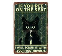 Plaque Métal Si Tu Fais Pipi sur Me Siège, Je Me Frotterai avec Ta Brosse À Dents Chat Noir Plaques Métalliques Suspendre Décoration pour Exterieur Salon Maison Pub S