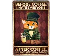 Plaque Métal Signe Rétro Avant Le Café, Je Déteste Tout Le Monde Après Le Café, Je Me Sens Bien De Détester Tout Le Monde Plaque En Métal Rétro Plaque Métallique Pour Hôtels Clubs,20X30Cm