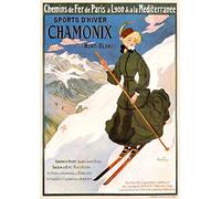 Plaque Metal Sports D-Hiver Mont-Blanc Chamonix Paris France French European Travel Plaque Étain Signe Vintage Métal Mur Affiche Décorative Rétro Poster Aluminium 20x30 cm