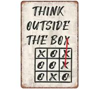 Plaque Metal Think Outside The Box Motivational Inspiration Métal Mur Affiche Drôle Wall Sticker Unique Affiche en Métal pour Salon Chambre Restaurant S