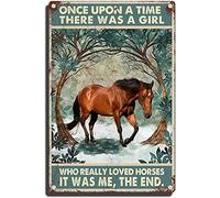 Plaque Metal Une Fille Aime Vraiment Les Chevaux Plaque Décoration Vintage Métal Étain Signe Rétro Plaque Deco Metal Pour Chambre Maison Club 20x30cm
