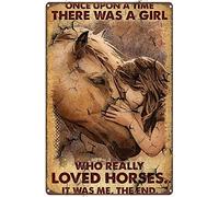 Plaque Metal Une Fille Qui Aime Vraiment Les Chevaux Plaque Décoration Drôle Plaque Deco Metal Rétro Métal Étain Signe Pour Chambre Salon Salle De Bain 20x30cm
