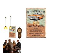 Plaque Métal Vintage 60 ans - Cadeau de Jubilé 60 ans Homme, Oldtimer 60 Ans de Route, Décoration Amusante pour Anniversaire, Plaque Métallique 20x30 cm pour Fête des Pères