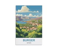 Plaque métal Vintage Buger Espagnes Vintage pour Chambre à Coucher Salle Panneau Decoratif Exterieur Metal 30x30cm