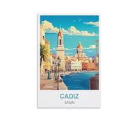 Plaque métal Vintage Cadix Espagne Vintage pour Chambre à Coucher Salle Panneau Decoratif Exterieur Metal 15x30cm