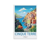 Plaque métal Vintage Cinque Terre Italie Vintage pour Chambre à Coucher Salle Panneau Decoratif Exterieur Metal 20x30cm
