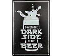 Plaque métal Vintage - Come to The Dark Side of The Beer - 20x30cm - Idée Cadeau Originale ou comme Accessoire de Bar, Plaque Decorative Metallique