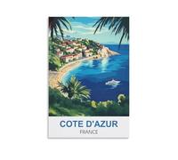 Plaque métal Vintage Côte d'Azur France Vintage pour Chambre à Coucher Salle Panneau Decoratif Exterieur Metal 15x30cm