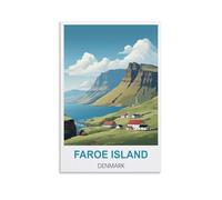 Plaque métal Vintage Danemark des îles Féroé Vintage pour Chambre à Coucher Salle Panneau Decoratif Exterieur Metal 30x30cm