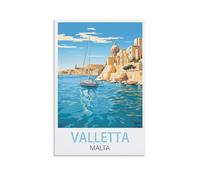 Plaque métal Vintage La Valette Malte Vintage pour Chambre à Coucher Salle Panneau Decoratif Exterieur Metal 20x30cm