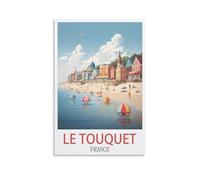Plaque métal Vintage Le Touquet France Vintage pour Chambre à Coucher Salle Panneau Decoratif Exterieur Metal 15x30cm