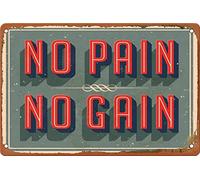 Plaque Metal Vintage Novelty No Pain No Gain Sign Funny Novelty Métal Mur Affiche Unique Tin Sign Drôle Wall Sticker pour Chambre Salon Café S