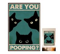 Plaque métal Vintage, Panneau Drôle de Chat Noir Metal Wall Sign Retro Art Poster Sign Noir Chat Salle de Bains Fer Signe Affiches Rétro Ajoutez du Rire et de la Fantaisie à Votre Salle de Bain