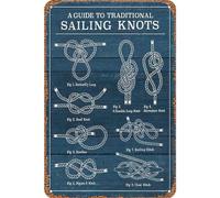 Plaque Metal Vintage Plaque Décoration Rétro Métal Étain Signe Pour Parc Club Maison 20x30 cm Guide Des Noeuds De Voile Vintage Marin