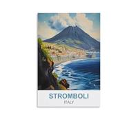 Plaque métal Vintage Stromboli Italie Vintage pour Chambre à Coucher Salle Panneau Decoratif Exterieur Metal 30x40cm
