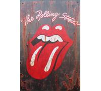 Plaque Métal Vintage "The Rolling Stones" - Logo Langue Iconique
