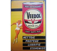 Plaque Métal Vintage Veedol - "Nettoie Et Protège" - Style Garage - 20x30 Cm