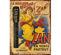 Plaque Métal Vintage ZAN - Affiche Publicitaire Réglisse - Déco Murale Rétro Cuisine, Bar ou Salon - Style Belle Époque (20x30cm)